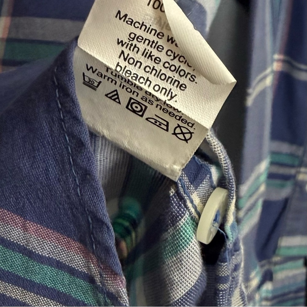 J Crew Shirt Mens Small Blue Green Plaid Slim Summer Plaid Button Down Cotton - Picture 5 of 8